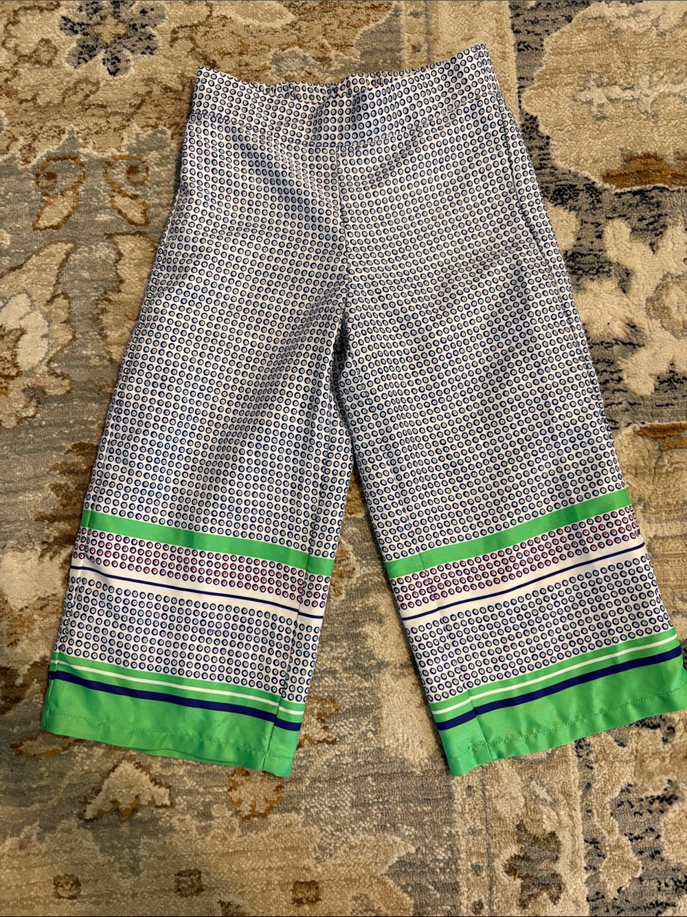 Janie and Jack Green and Navy Geometric Stripe Pajama Pants size 4